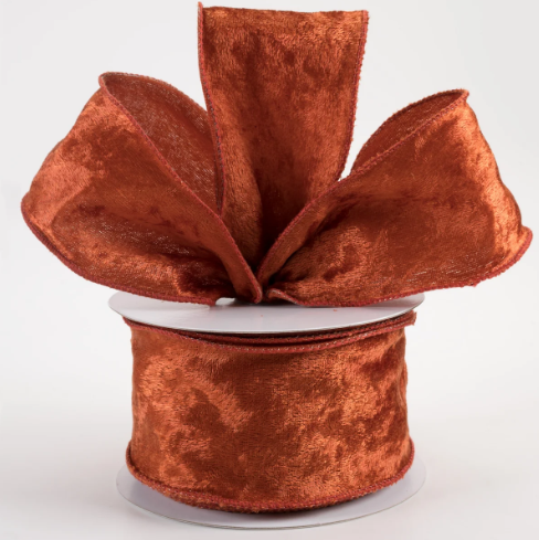 Dark Orange Lush Velvet Wired Ribbon