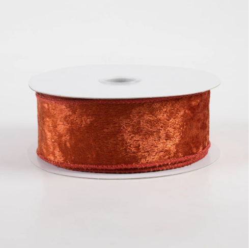 Dark Orange Lush Velvet Wired Ribbon 1.5"