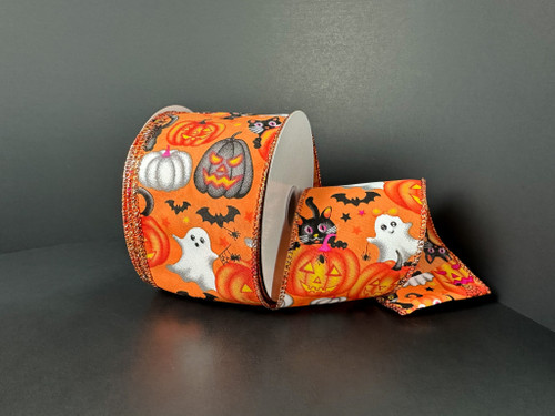 Orange Vintage Cutie Halloween Wired Ribbon 2.5"