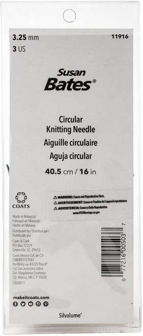 Susan Bates Silvalume Circular Knitting Needle - Size 3