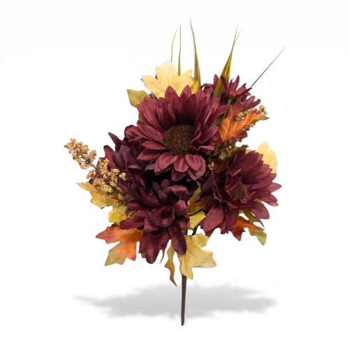 Autumn Mum & Sunflower Mixed Bush 14" – Burgundy