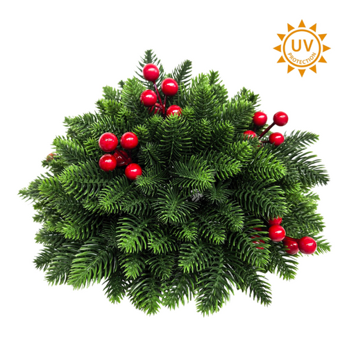 9" Pine & Berry Topiary Half Ball