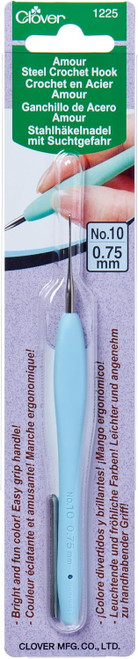 Clover Amour Steel Crochet Hook – Size No. 10 (0.75mm) Aqua Blue