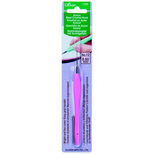 Clover Amour Steel Crochet Hook – Size No. 12 (0.60mm) Light Pink