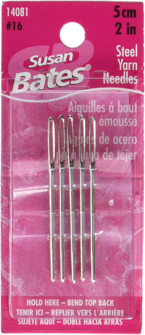 Susan Bates 2" Steel Yarn Needles – Size #16 (5cm) - Pack of 5