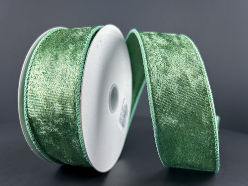 Sage Green Velvet Wired Ribbon 1.5"