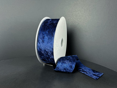 Navy Blue Lush Unwired Velvet Ribbon 1.5"