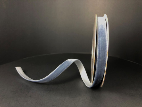 Dusty Blue Woven Vintage Velvet Ribbon 3/8" X 10YD