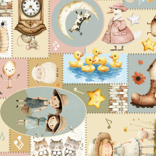 Nursery Rhyme Time Storybook Patchwork Cotton Fabric