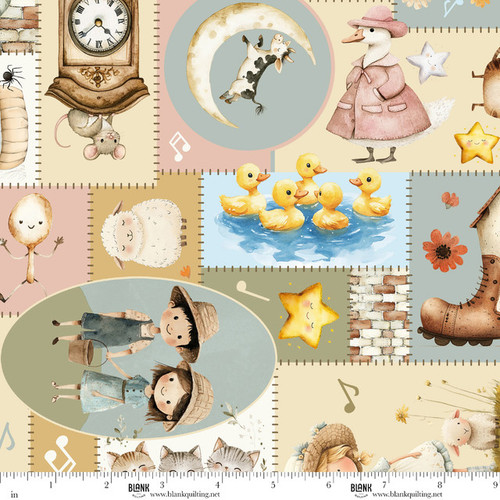 Nursery Rhyme Time Storybook Patchwork Cotton Fabric