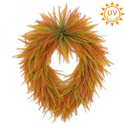 26" X 32" Orange/Red Bead Grass Oval Wreath - (UV)