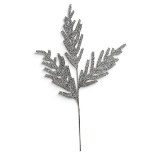 22" Silver Glittered Pine Christmas Spray