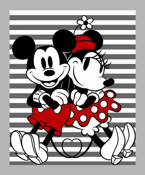 OFFICIAL LICENSED Disney Mickey & Minnie Stripe Fabric Panel