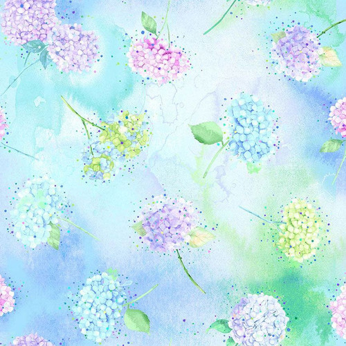 Hydrangea Dream Tossed Hydrangeas Sky Cotton Fabric