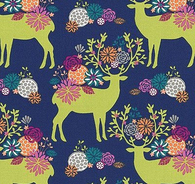Rustique Yes Deer Floral Deer Cotton Fabric