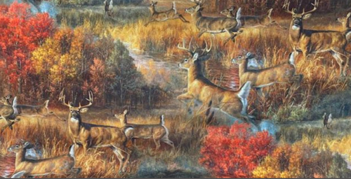 Whitetail Country Frolicking Deer Cotton Fabric