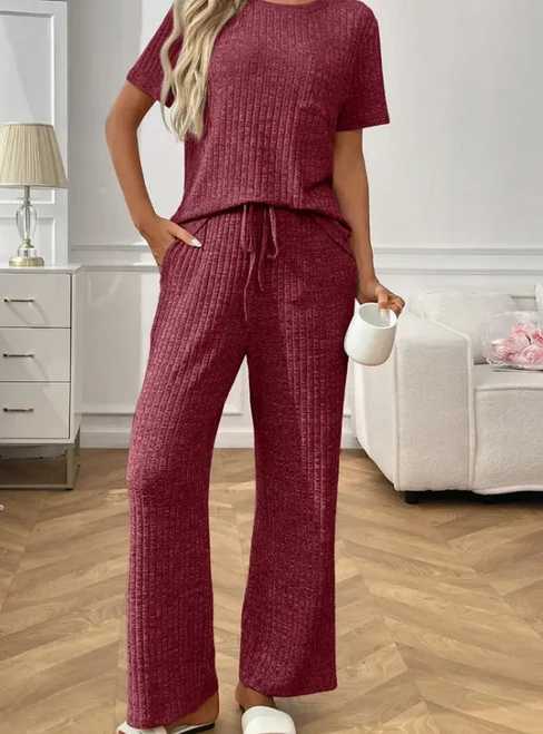 Ribbed Knit Lounge Top & Pants with Pockets (Sold Separately)