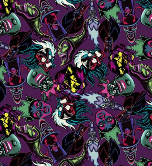 OFFICIAL LICENSED Disney Villains Packed Villain Characters Fabric