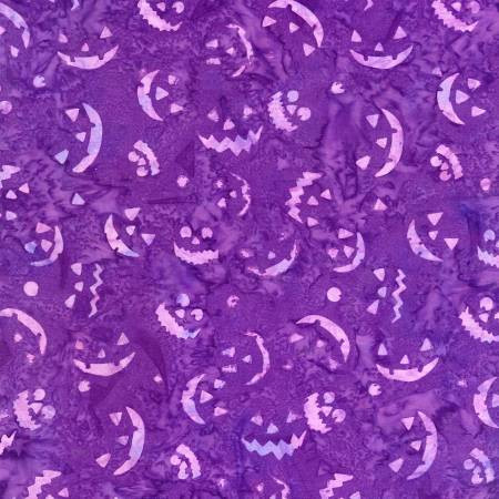 Purple Jack O’ Lantern Pumpkin Batik Cotton Fabric