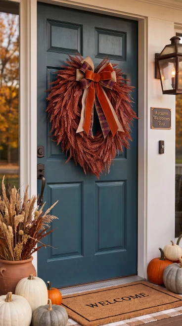 26" X 32" Rust Bead Grass Oval Wreath - (UV)