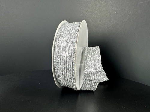 Silver Metallic Wrinkled Ribbon 7/8" X 10YD