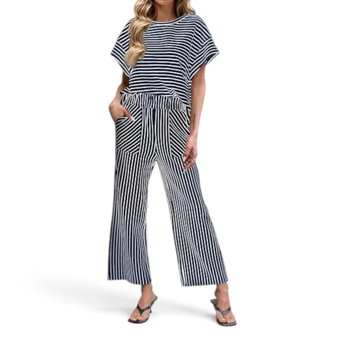Textured Striped Top or Wide Leg Pants – Sold Separately