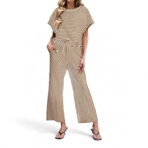 Textured Striped Top or Wide Leg Pants – Sold Separately