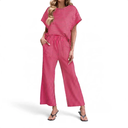 Textured Striped Top or Wide Leg Pants – Sold Separately
