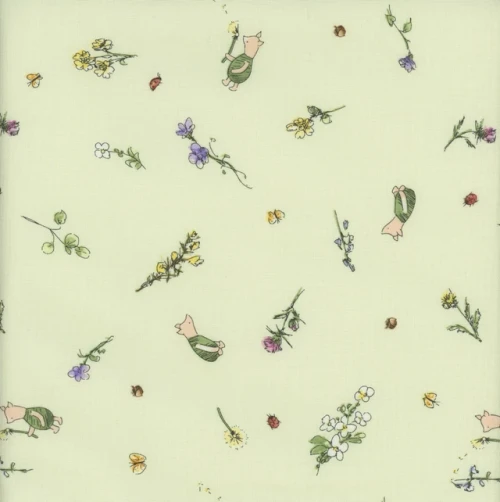 Classic Winnie Piglet & Wildflowers Cotton Fabric