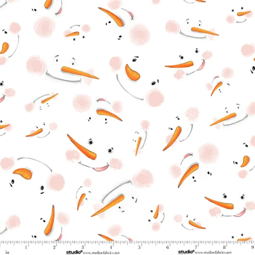 The Cool Club Snowman Face Toss FLANNEL Fabric
