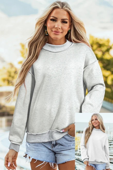 Reversible Mock Neck Oversized Sweatshirt