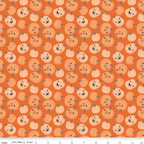 Frank and Friends Orange Tossed Pumpkin Cotton Fabric