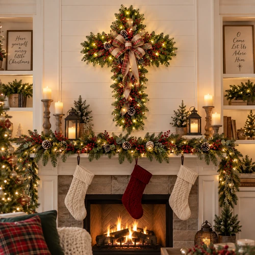 6' Pre-Lit Pine Cedar Christmas Garland, UV Resistant