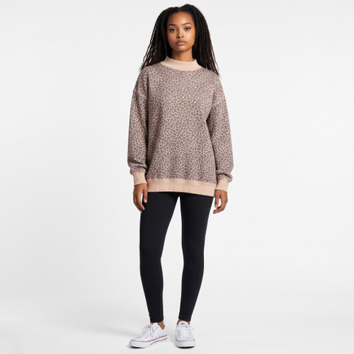 Leopard Print Oversized Mock Neck Sweatshirt