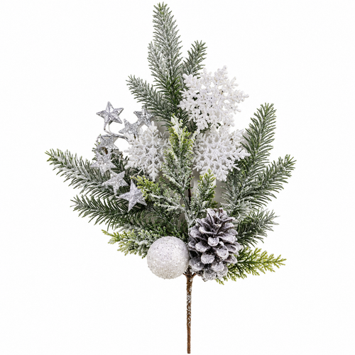 25" Snowflake, Ornament, Pinecone & Star Spray