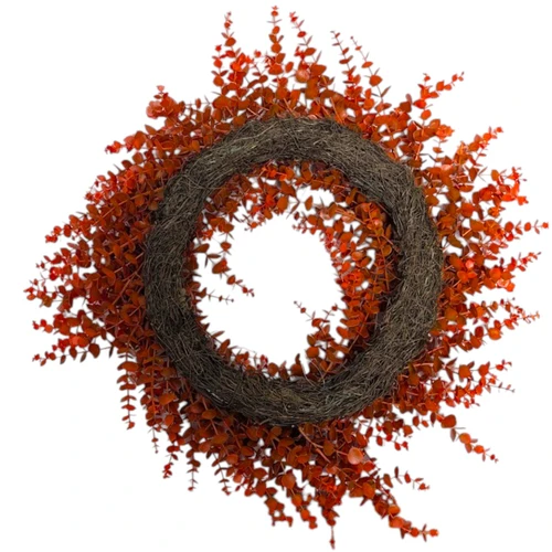 19" Rust Orange Long Leaf Fall Wreath