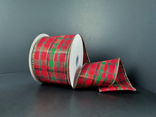 Traditional Christmas Plaid Wired Ribbon - 2.5 Inch