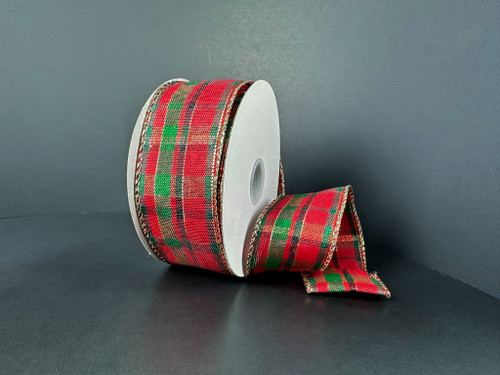 Traditional Christmas Plaid Wired Ribbon - 1.5 Inch