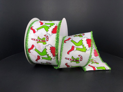 Grinch Legs Wired Ribbon - 2.5"