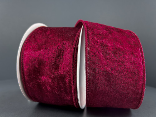 Burgundy Lush Velvet Wired Ribbon - 2.5"