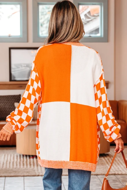 Tennessee Orange & White Checkerboard Cardigan