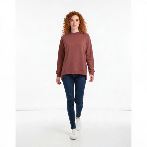 Oversized Lightweight Raglan Mock Neck Sweatshirt