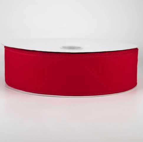 2.5" Holiday Red Wired Velvet Ribbon (25 Yards)