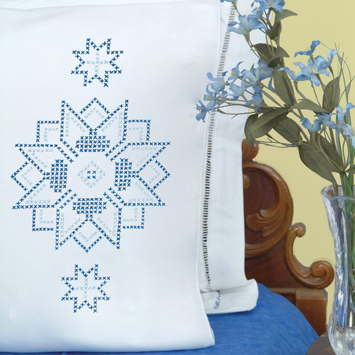 Cross Stitch Star Perle Edge Pillowcases