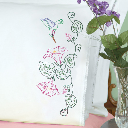 Hummingbird Lace Edge Pillowcases