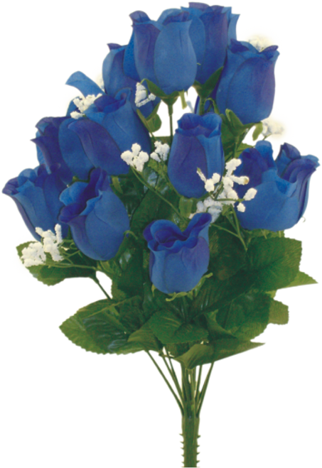 Color Fast Rose Bud Bush with Gypsophila  - Blue