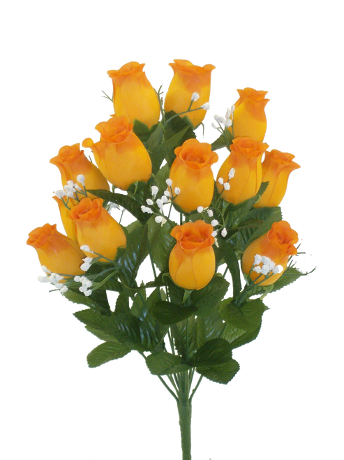 Color Fast Rose Bud Bush with Gypsophila  - Orange