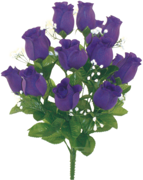 Color Fast Rose Bud Bush with Gypsophila  - Purple