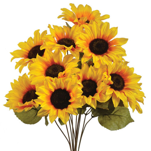 19" Yellow Gold Sunflower Bush