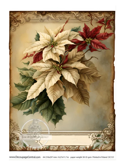 Rice Paper - Poinsettia A4